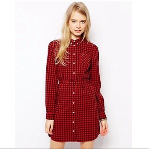 Fred Perry Gingham Shirt Shirt Dress Red